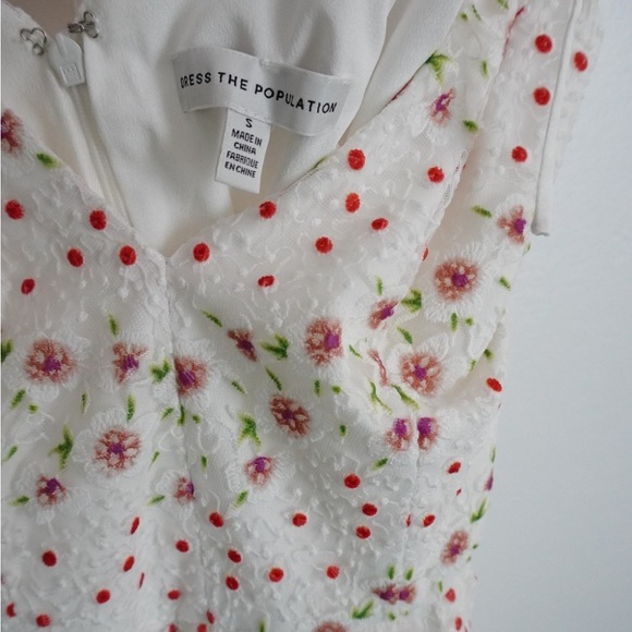 Dress The Population Sunny Embroidered Floral Tie Shoulder Dress - Picture 3 of 4